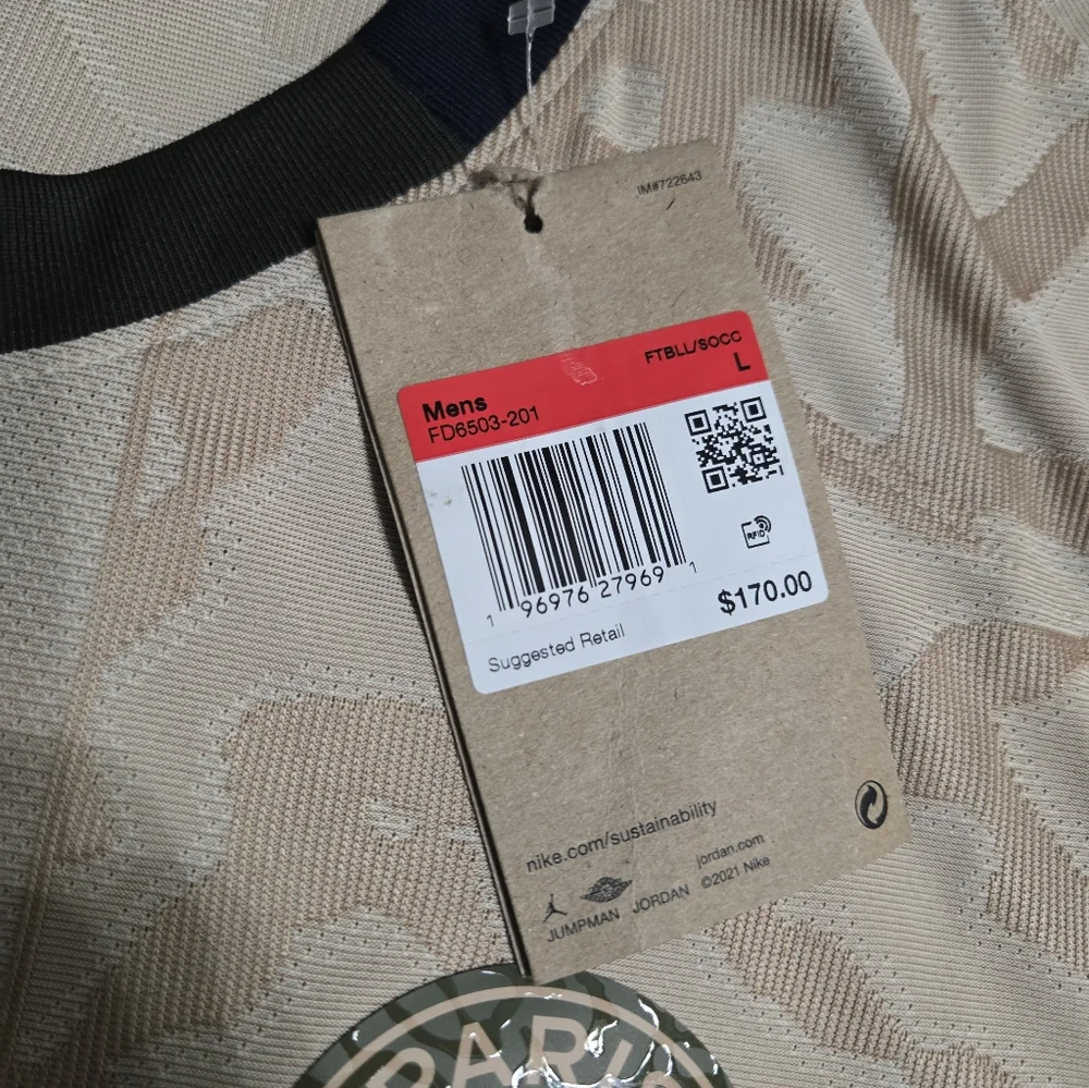 Nike PSG x Jordan 2024 Soccer Jersey  Men's Sz Large $170 FD6503-201